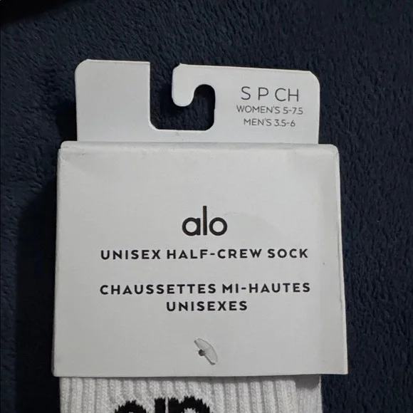 ALO Yoga White and Black Unisex Half-Crew Socks - Picture 2 of 3